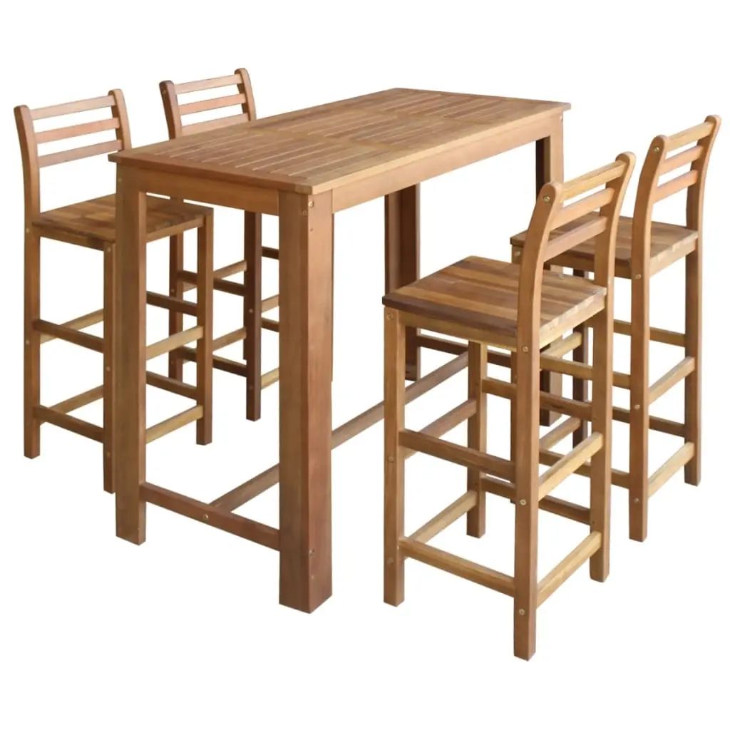 Bar Table and Chair Set 5 Pieces Solid Acacia Wood 246669 - Furniture