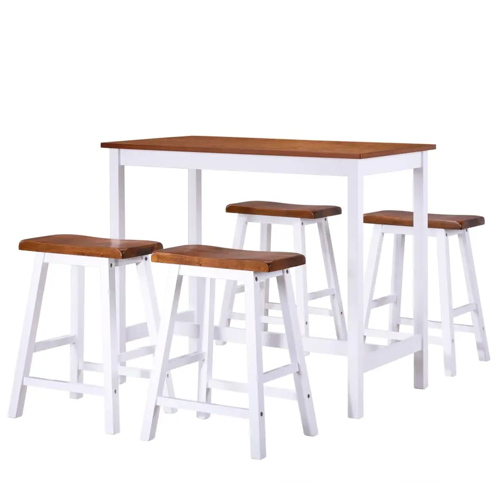 Bar Table and Stool Set 5 Pieces Solid Wood 275232 - Furniture