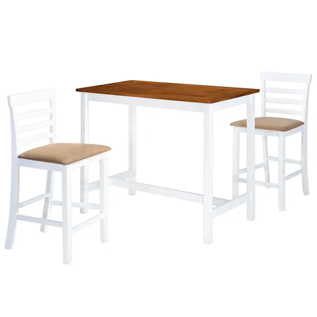 Bar Table and Stool Set 3 Pieces MDF Dark Brown 275233 - Furniture