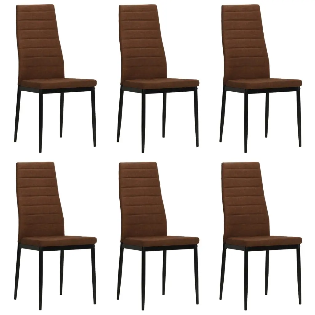 Dining Chairs 6 pcs Brown Fabric 275334 - Furniture