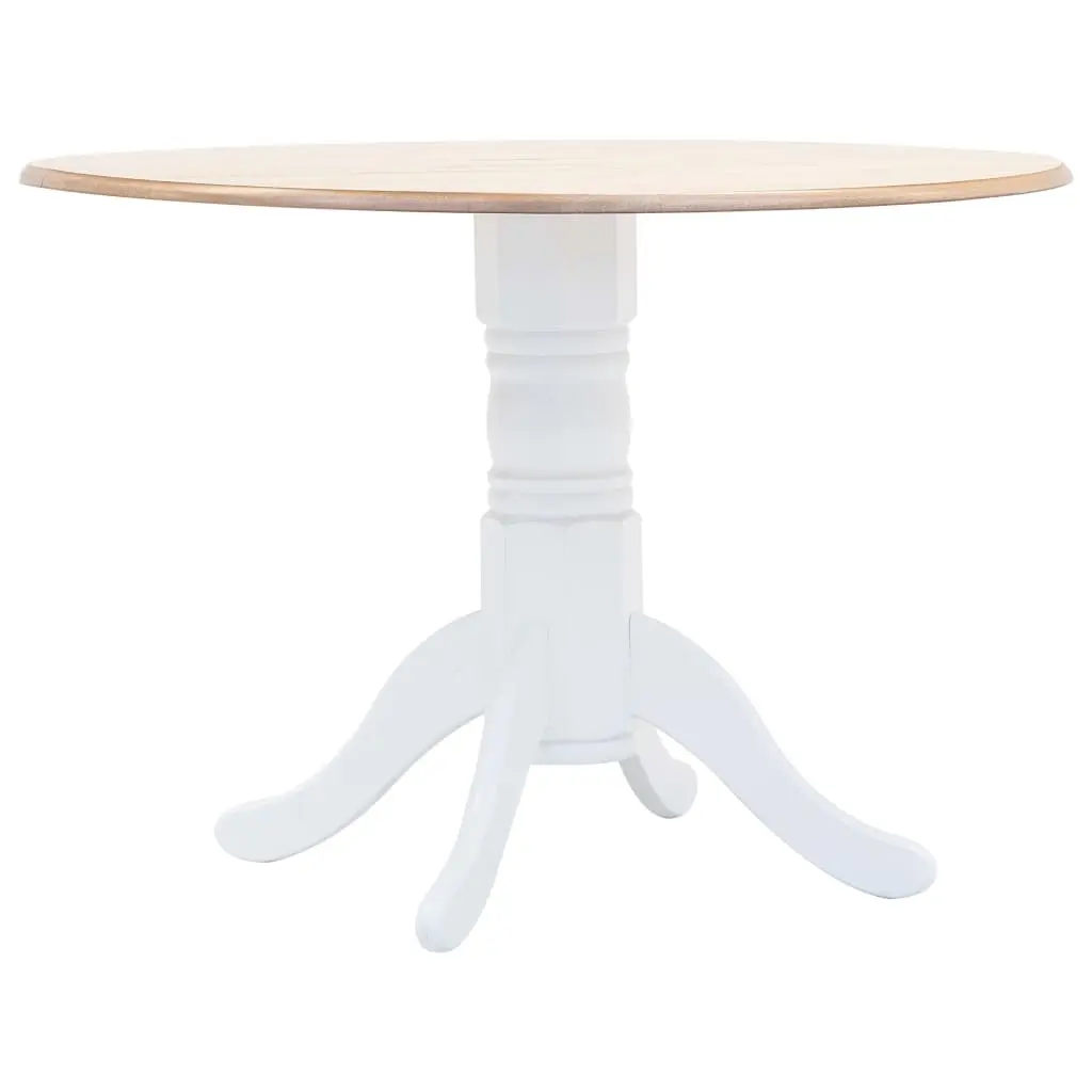 Dining Table White and Brown 106 cm Solid Rubber Wood 247354 - Furniture