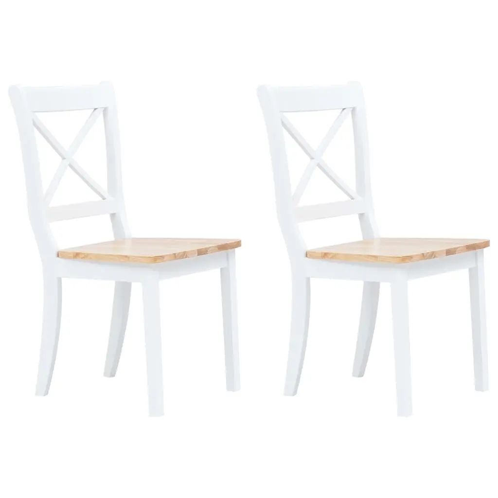 Dining Chairs 2 pcs White and Light Wood Solid Rubber Wood 247358 - Shop Dining Chairs & Bar Stools