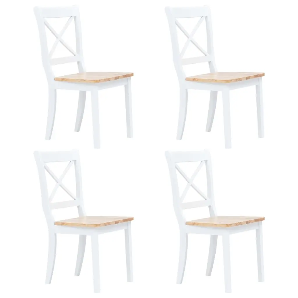 Dining Chairs 4 pcs White and Light Wood Solid Rubber Wood 247359 - Shop Dining Chairs & Bar Stools