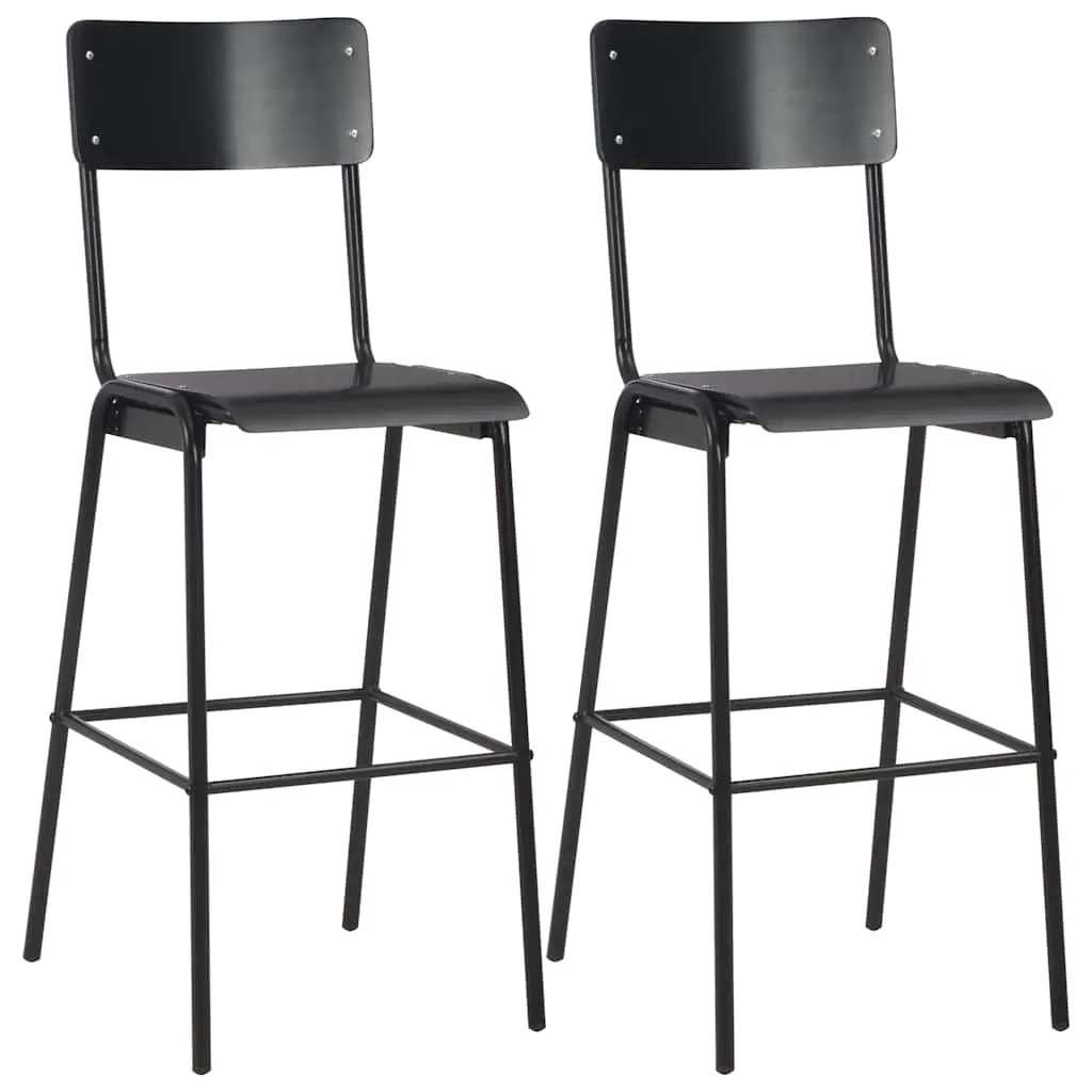 Bar Chairs 2 pcs Black Solid Plywood Steel 280081 - Furniture