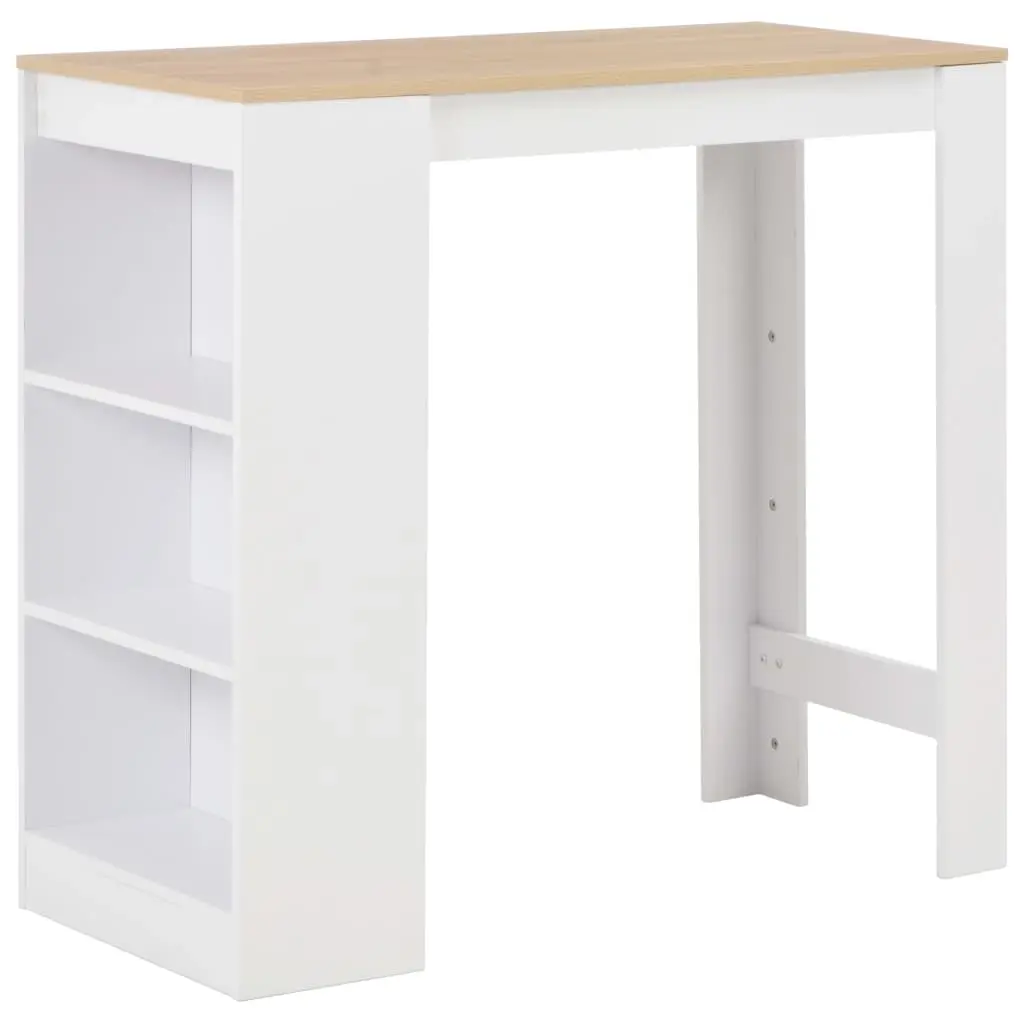 Bar Table with Shelf White 110x50x103 cm 280215 - Furniture