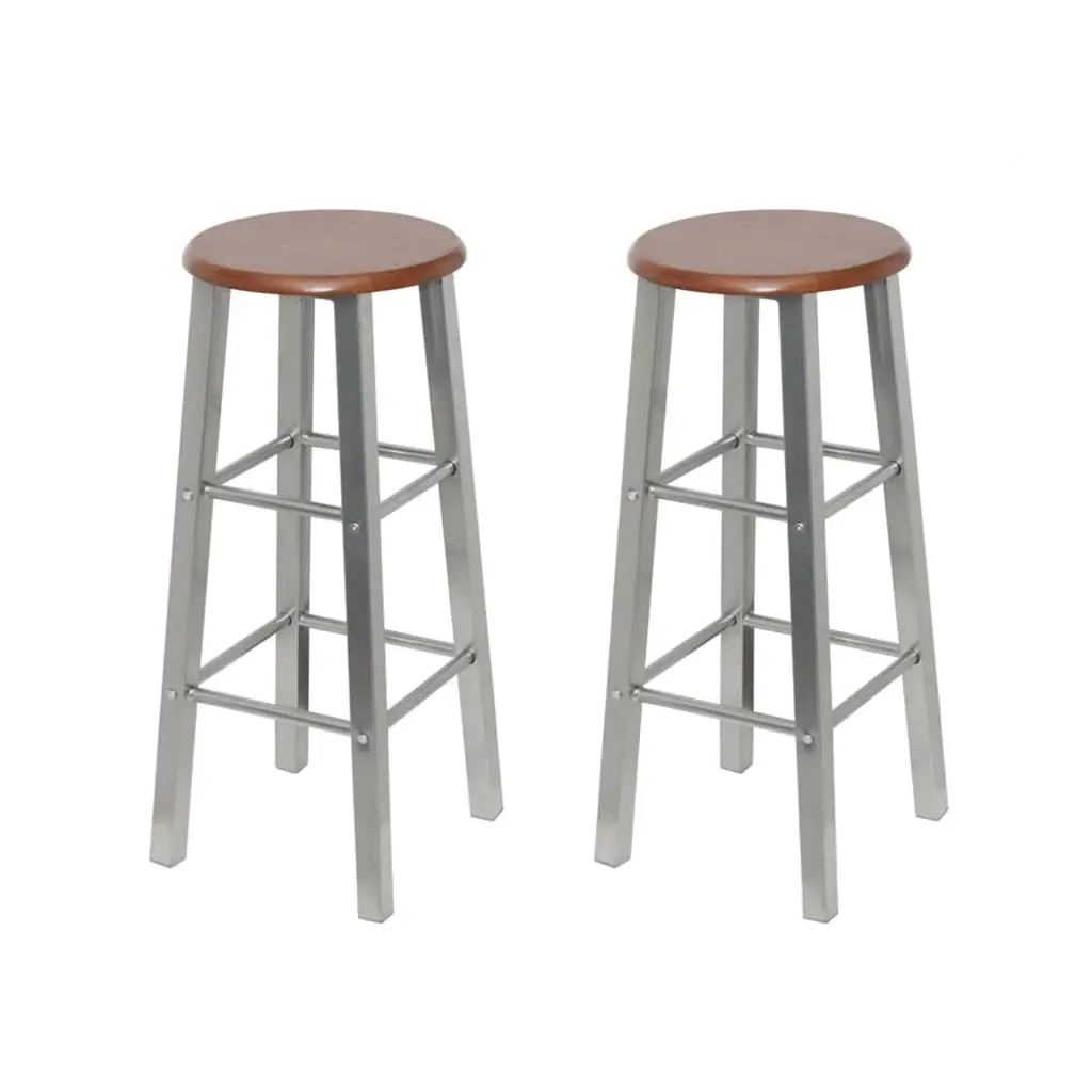 Bar Stools 2 pcs Metal with MDF Seat 60562 - Furniture