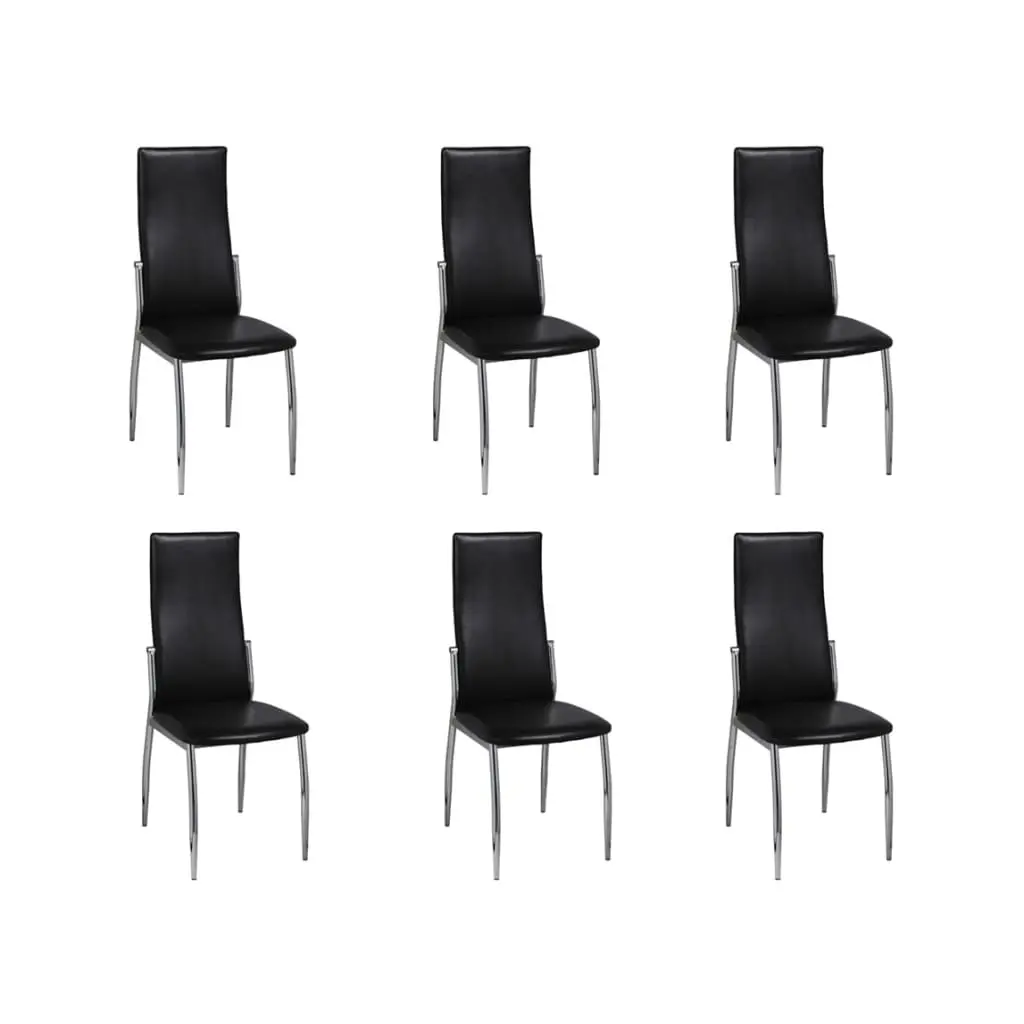 Dining Chairs 6 pcs Black Faux Leather 160257 - Furniture
