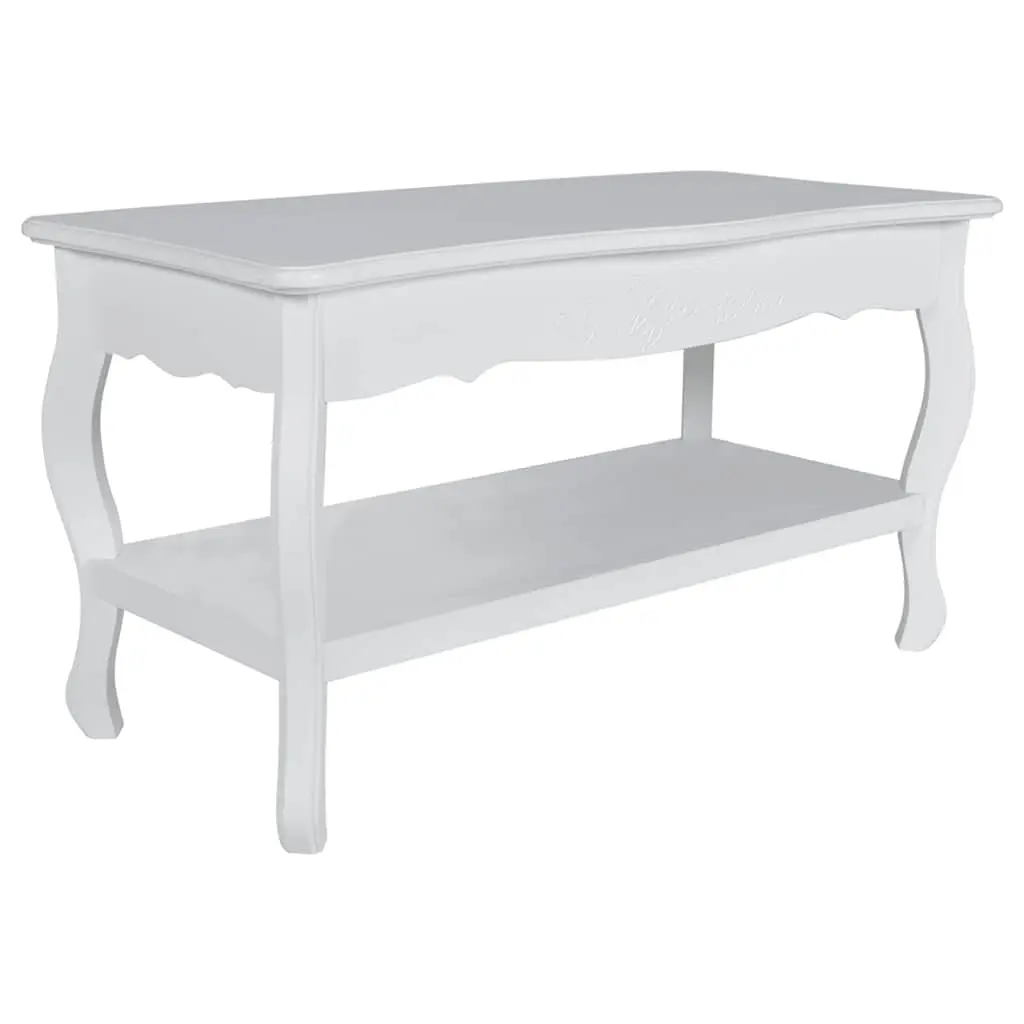 Coffee Table 2 Tiers MDF White 60629 - Furniture