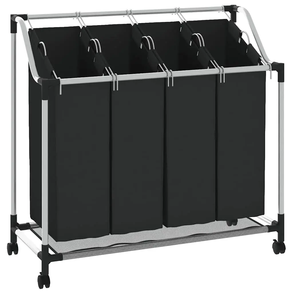 Laundry sorter with 4 bags black grey 240367 - Home & Garden
