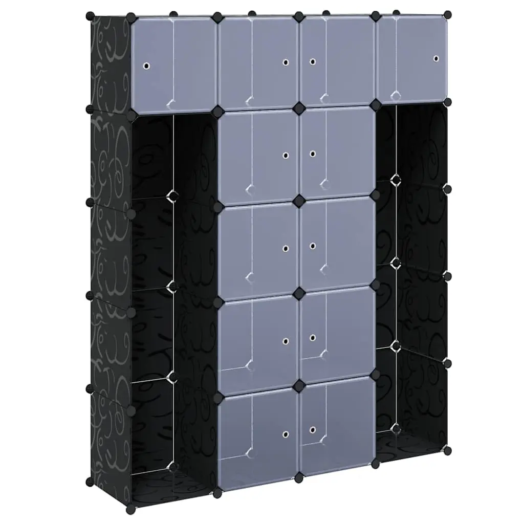 Modular Cabinet 14 Compartments Black and White 37x146x180.5 cm 240499 - Furniture
