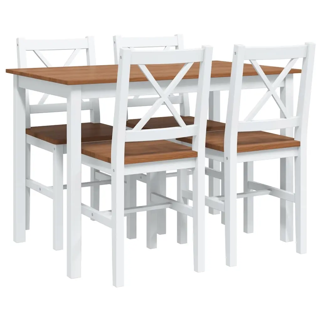 5 Piece Dining Set Brown and White 240884 - Furniture
