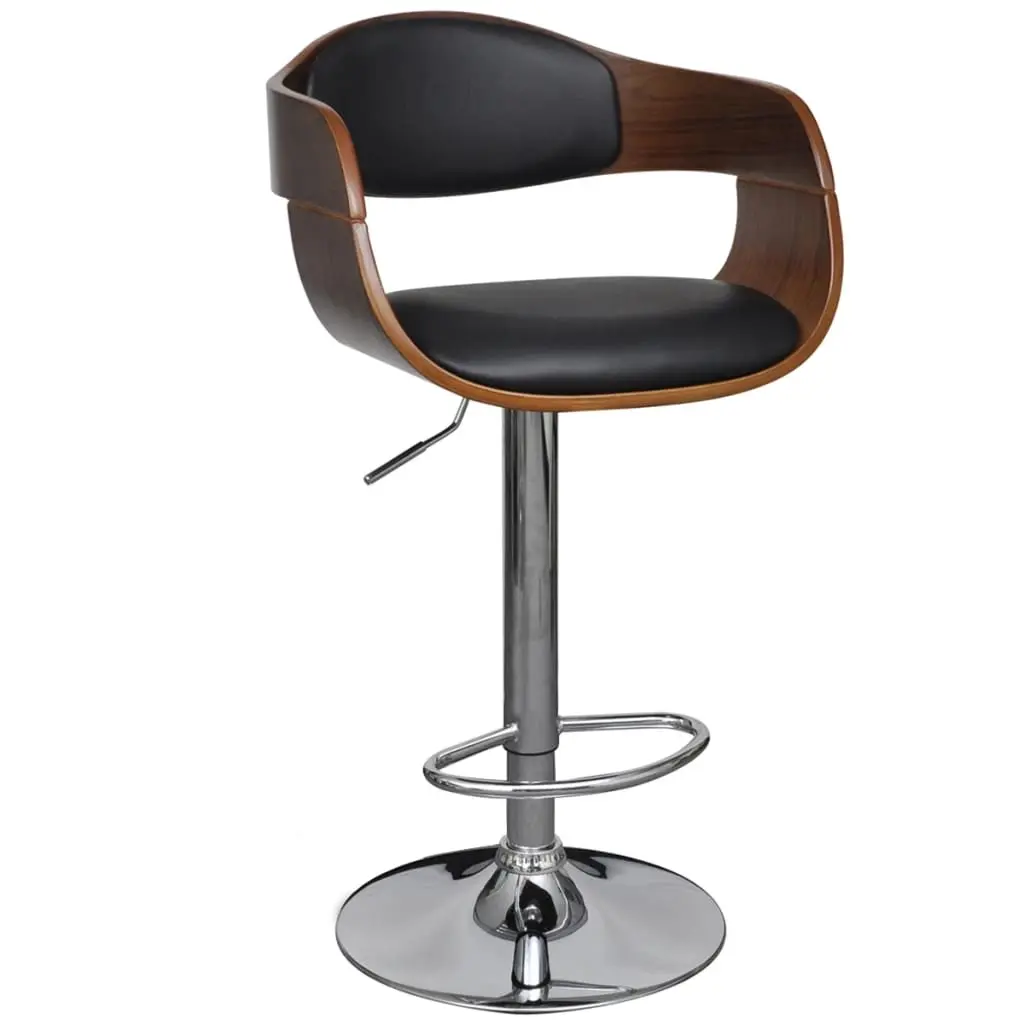 Bar Stool Bent Wood and Faux Leather 241053 - Furniture