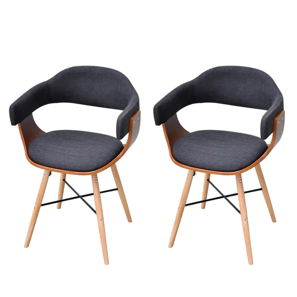 Dining Chairs 2 pcs Dark Grey Bent Wood and Fabric 241687 - Furniture