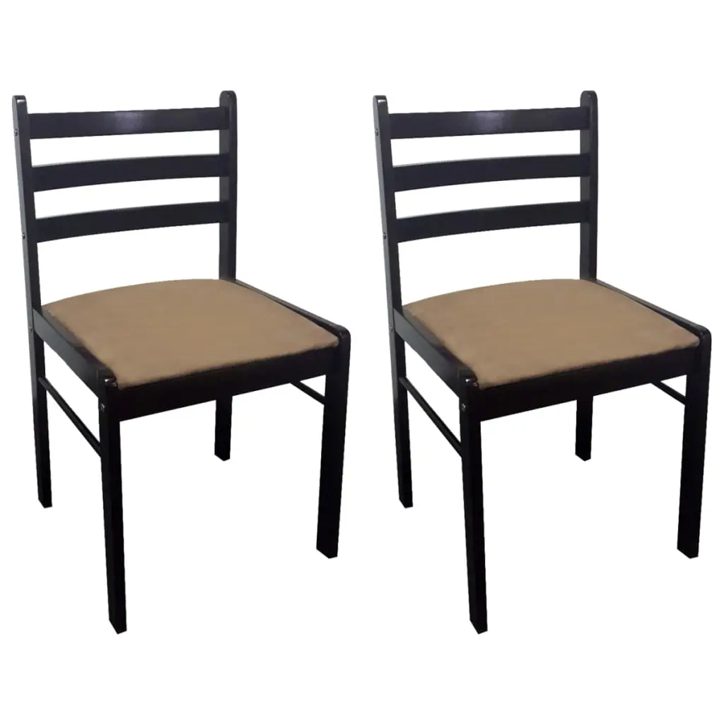 Dining Chairs 2 pcs Brown Solid Rubber Wood and Velvet 242028 - Furniture