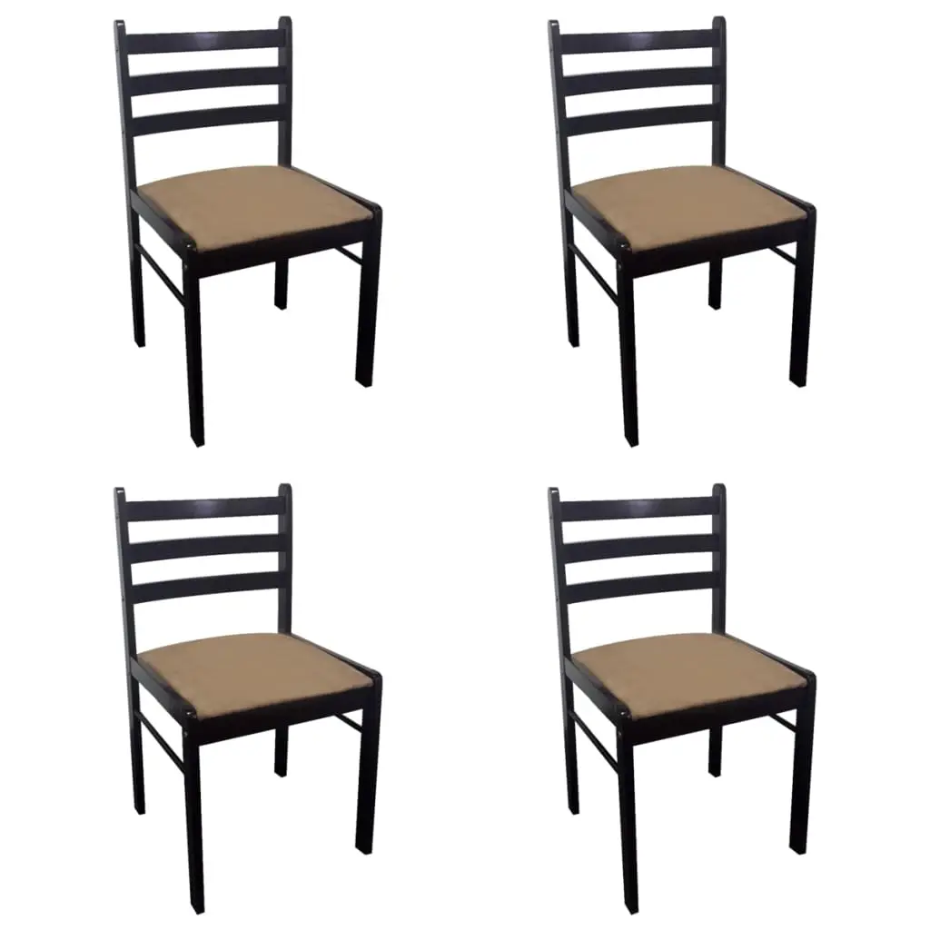 Dining Chairs 4 pcs Brown Solid Rubber Wood and Velvet 242029 - Furniture