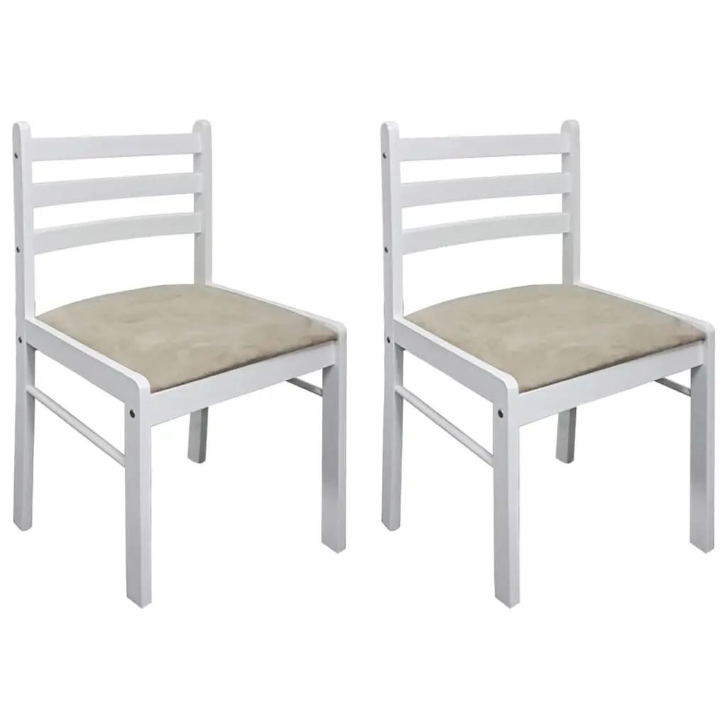 Dining Chairs 2 pcs White Solid Rubber Wood and Velvet 242030 - Furniture