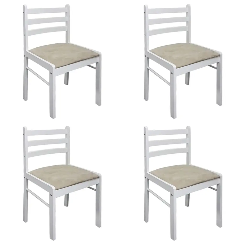 Dining Chairs 4 pcs White Solid Rubber Wood and Velvet 242031 - Furniture