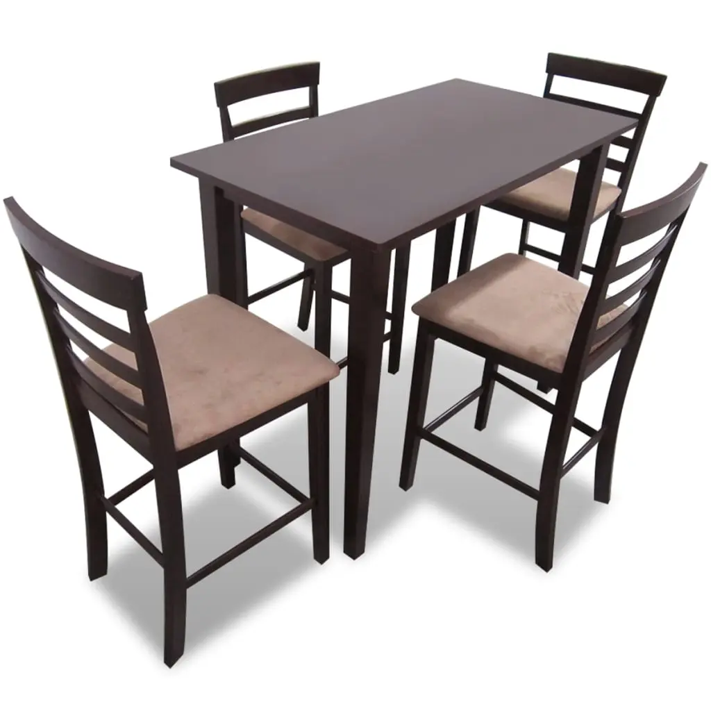 Brown Wooden Bar Table and 4 Bar Chairs Set 271833 - Furniture