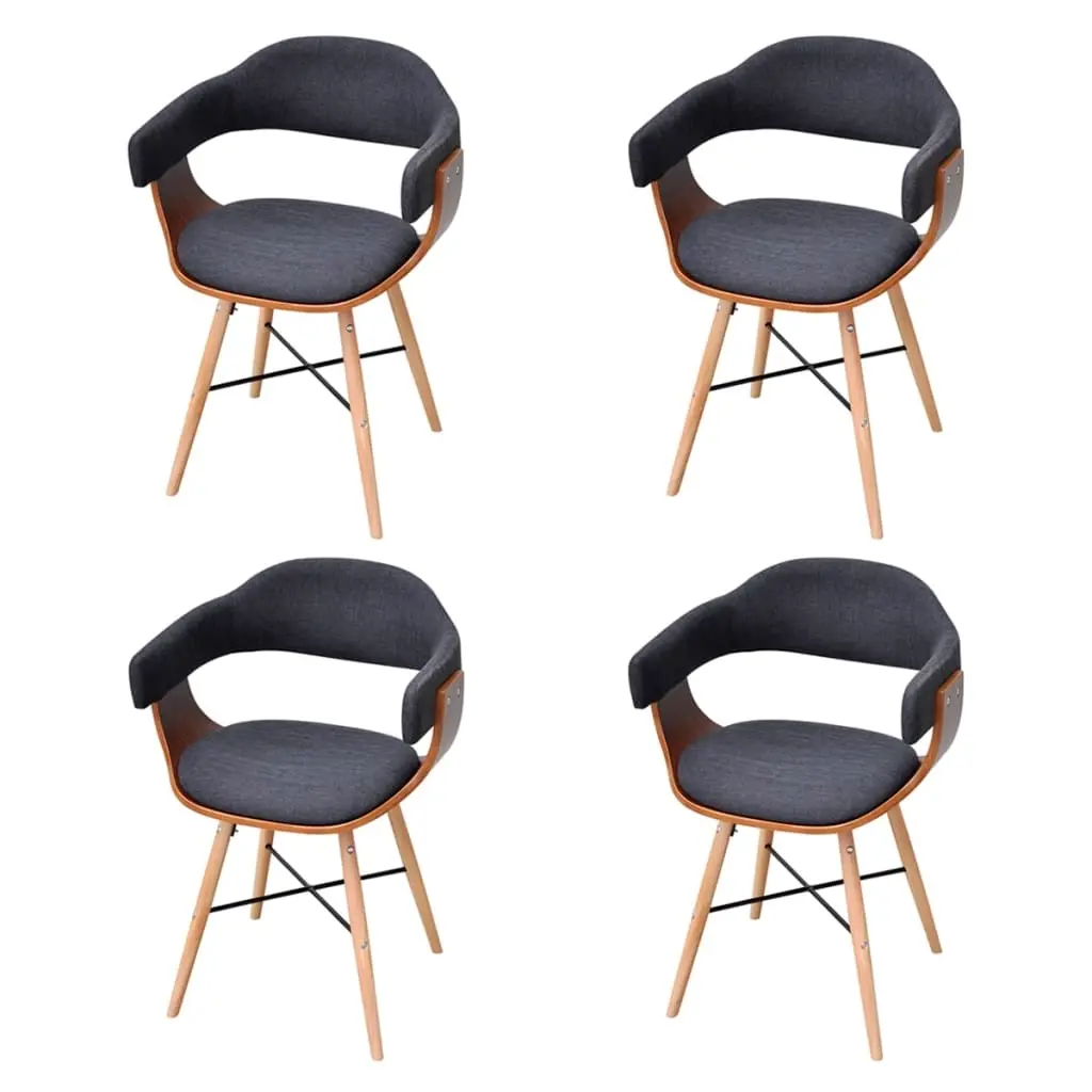 Dining Chairs 4 pcs Dark Grey Bent Wood and Fabric 271946 - Furniture