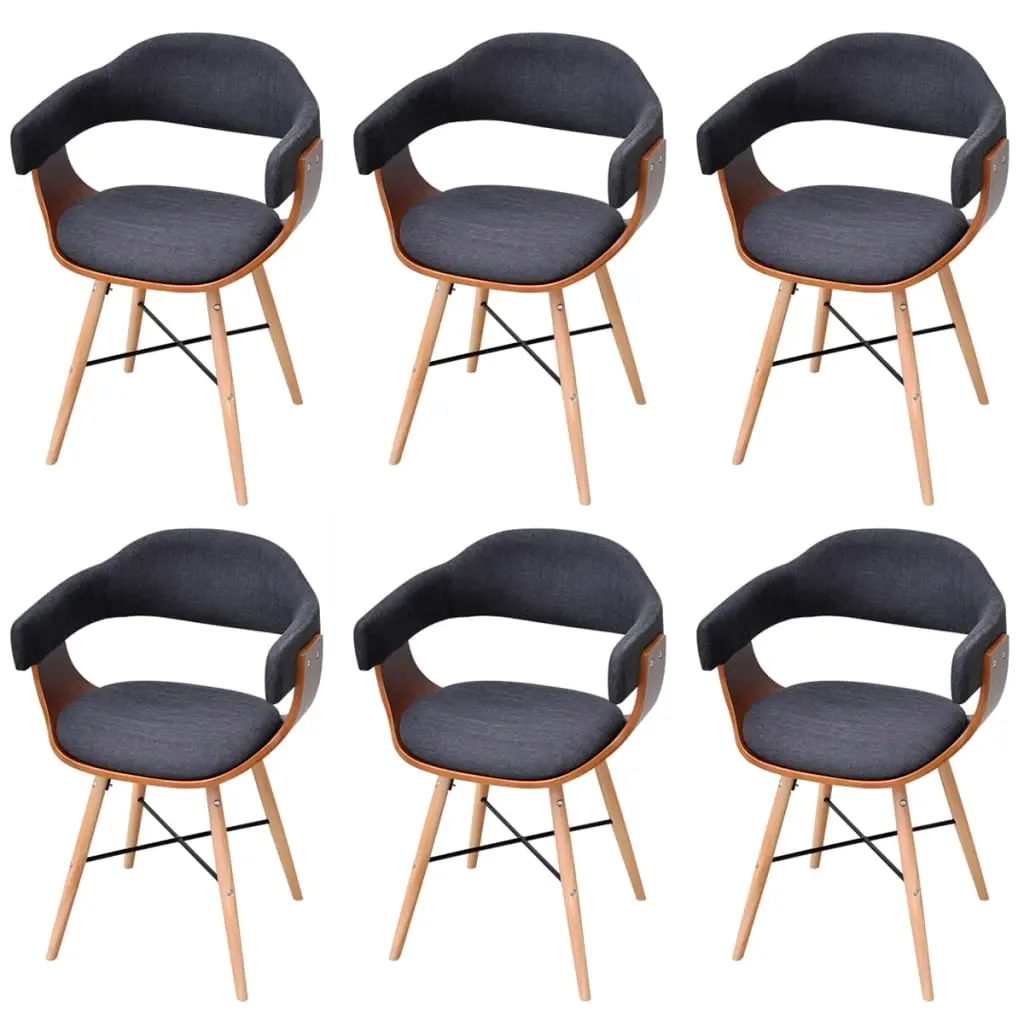 Dining Chairs 6 pcs Dark Grey Bent Wood and Fabric 271947 - Furniture