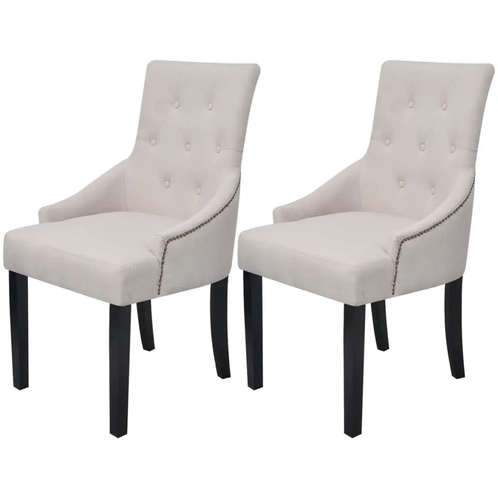 Dining Chairs 2 pcs Cream Grey Fabric 242402 - Furniture