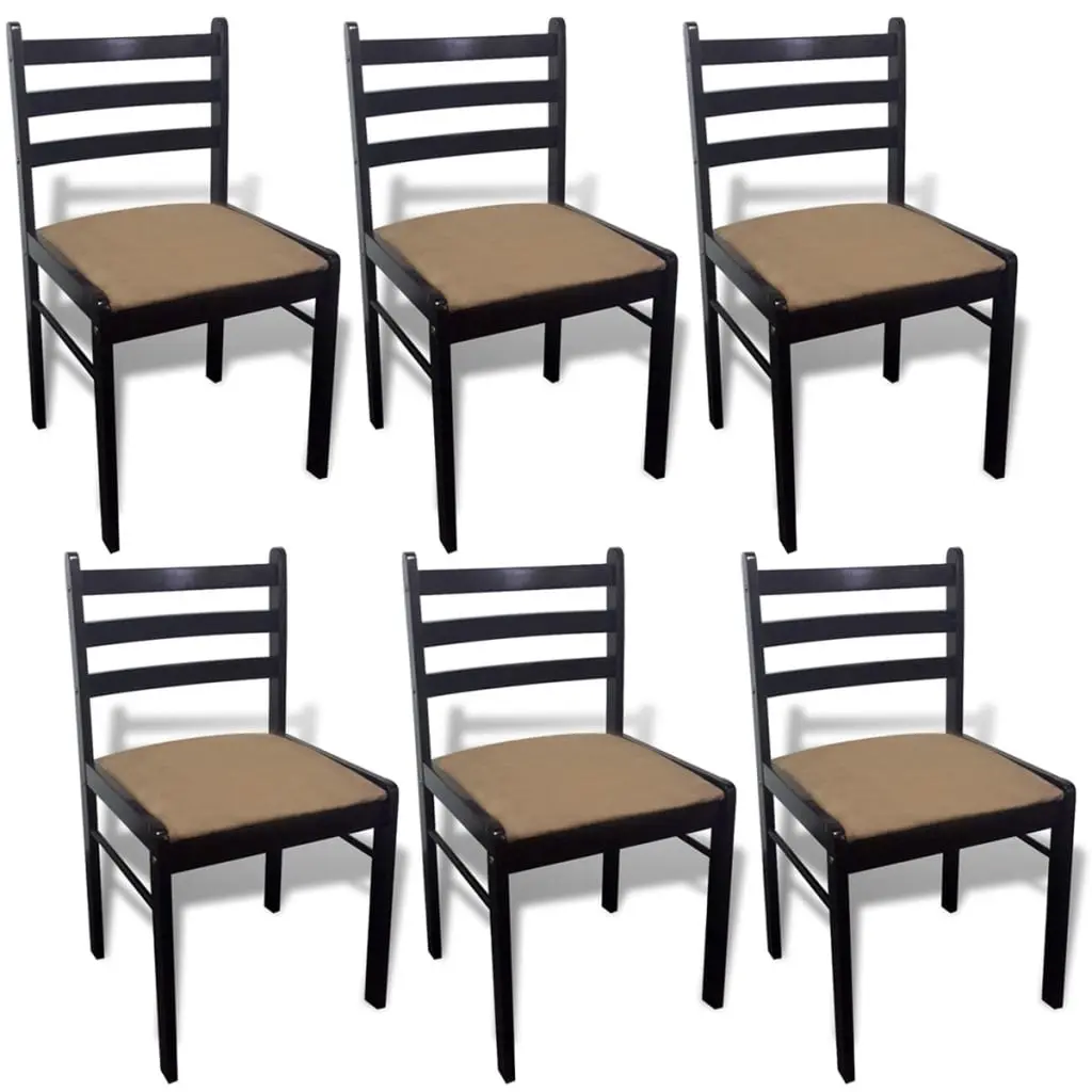 Dining Chairs 6 pcs Brown Solid Wood and Velvet 272091 - Shop Dining Chairs & Bar Stools