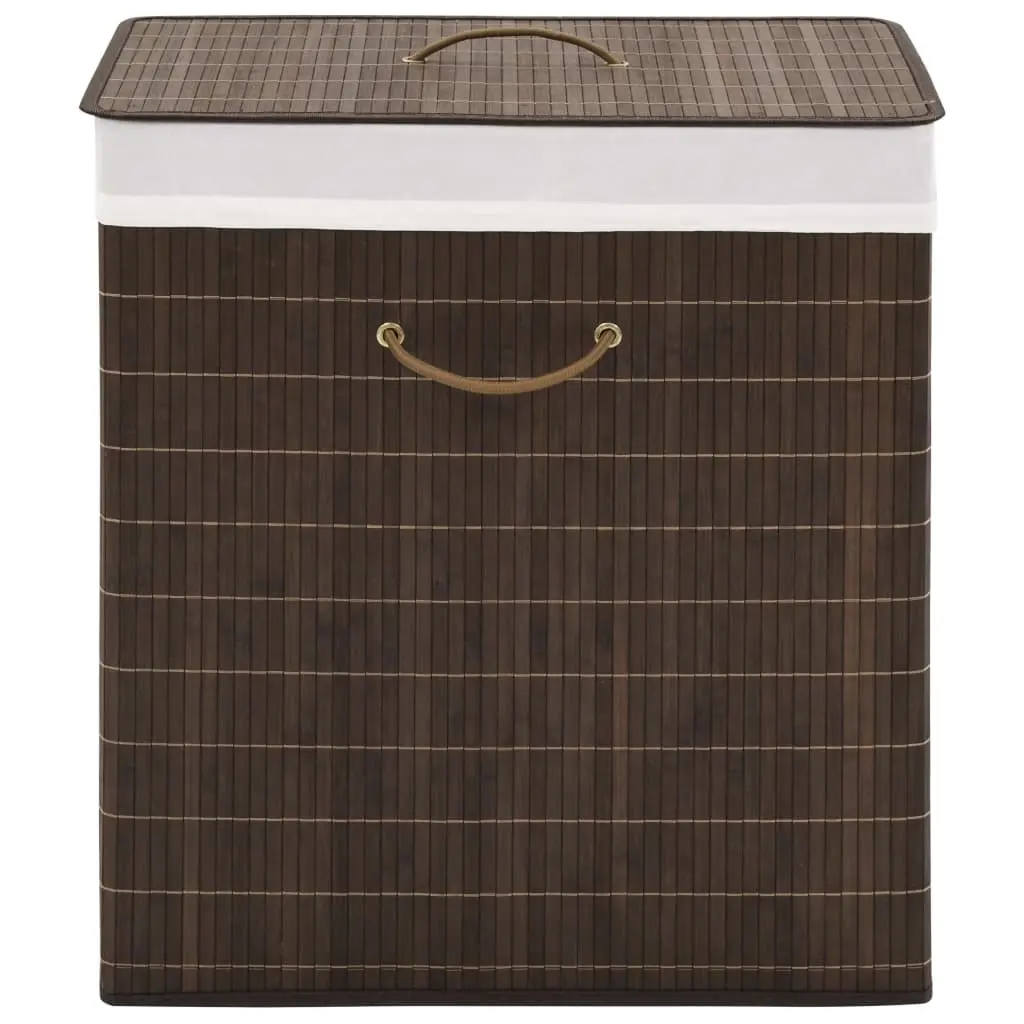 Bamboo Laundry Bin Rectangular Dark Brown 242726 - Home & Garden