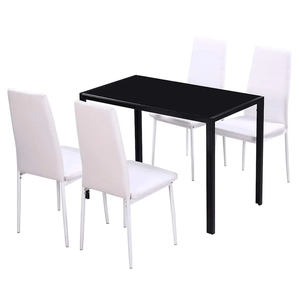 Five Piece Dining Table Set Black and White 242989 - Furniture