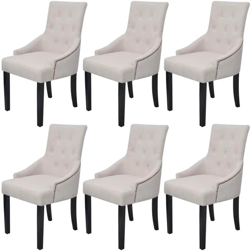 Dining Chairs 6 pcs Cream Grey Fabric 272507 - Furniture