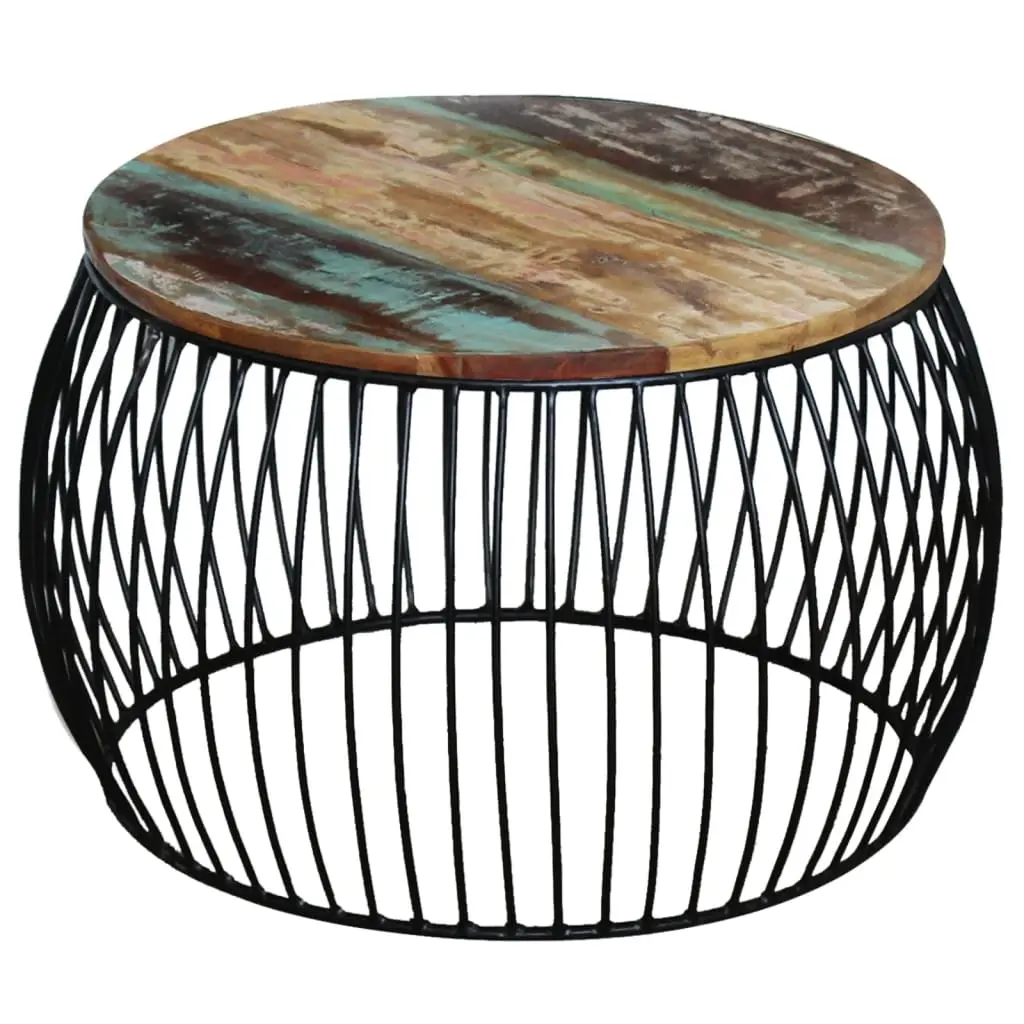 Coffee Table Round Solid Reclaimed Wood 68x37 cm 243300 - Furniture