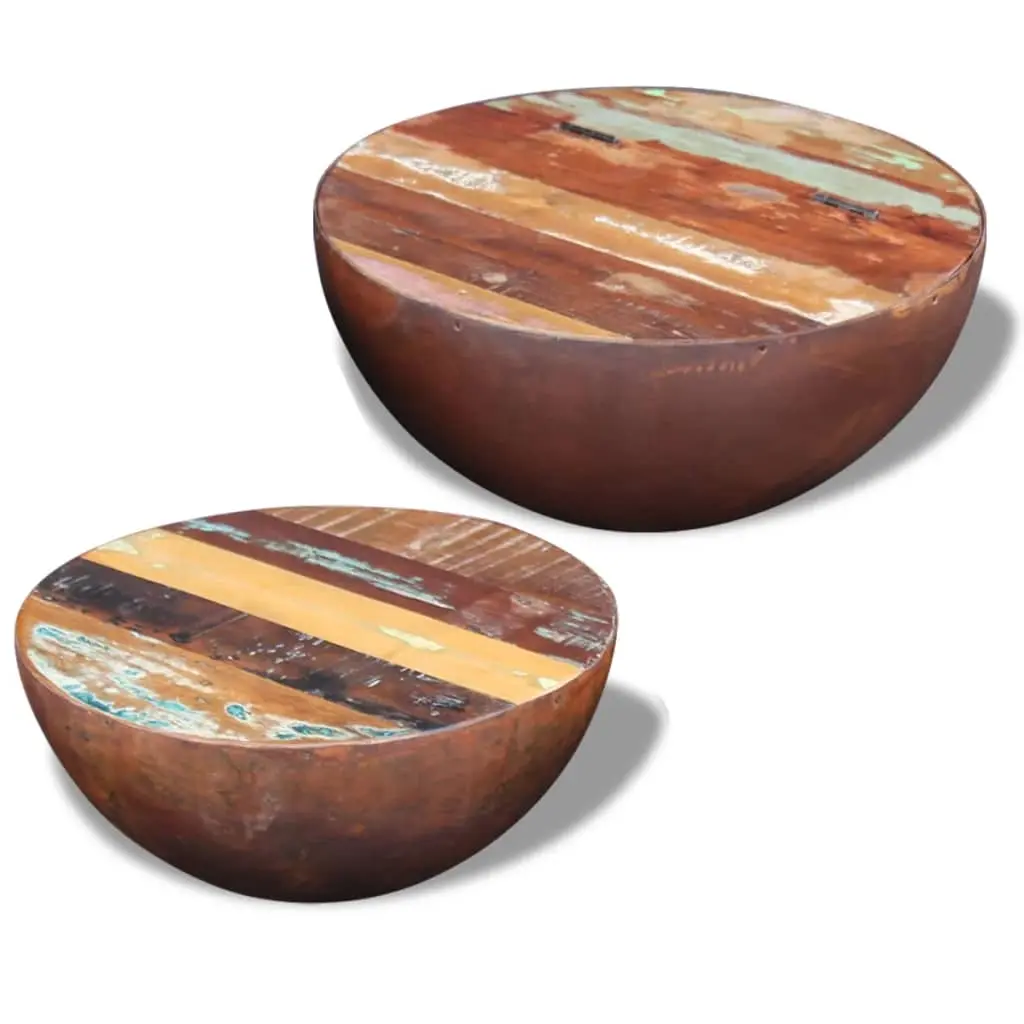 Two Piece Bowl Shaped Coffee Table Set Solid Reclaimed Wood 243352 - Furniture