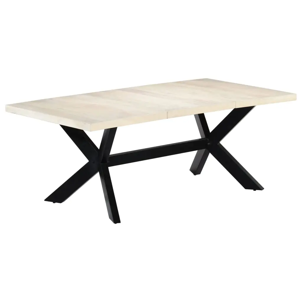 Dining Table White 200x100x75 cm Solid Mango Wood 247428 - Furniture