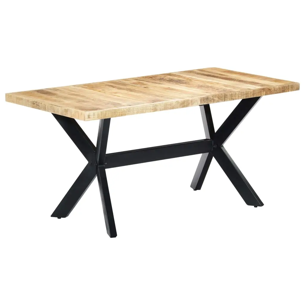 Dining Table 160x80x75 cm Solid Rough Mango Wood 247433 - Furniture