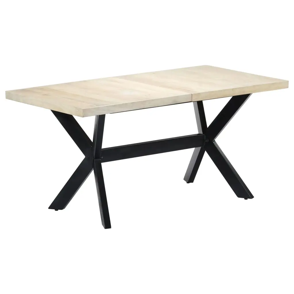 Dining Table White 160x80x75 cm Solid Mango Wood 247434 - Furniture