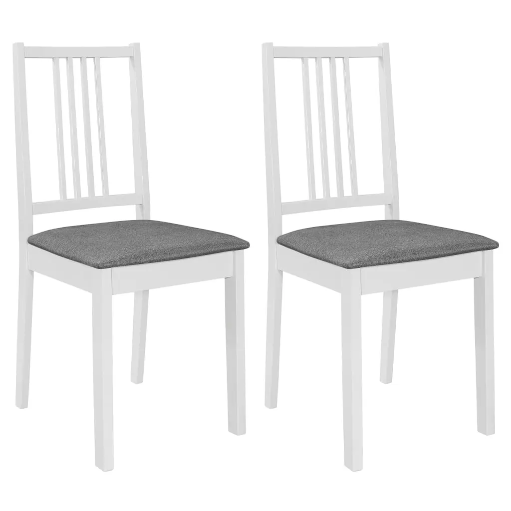 Dining Chairs with Cushions 2 pcs White Solid Wood 247636 - Furniture