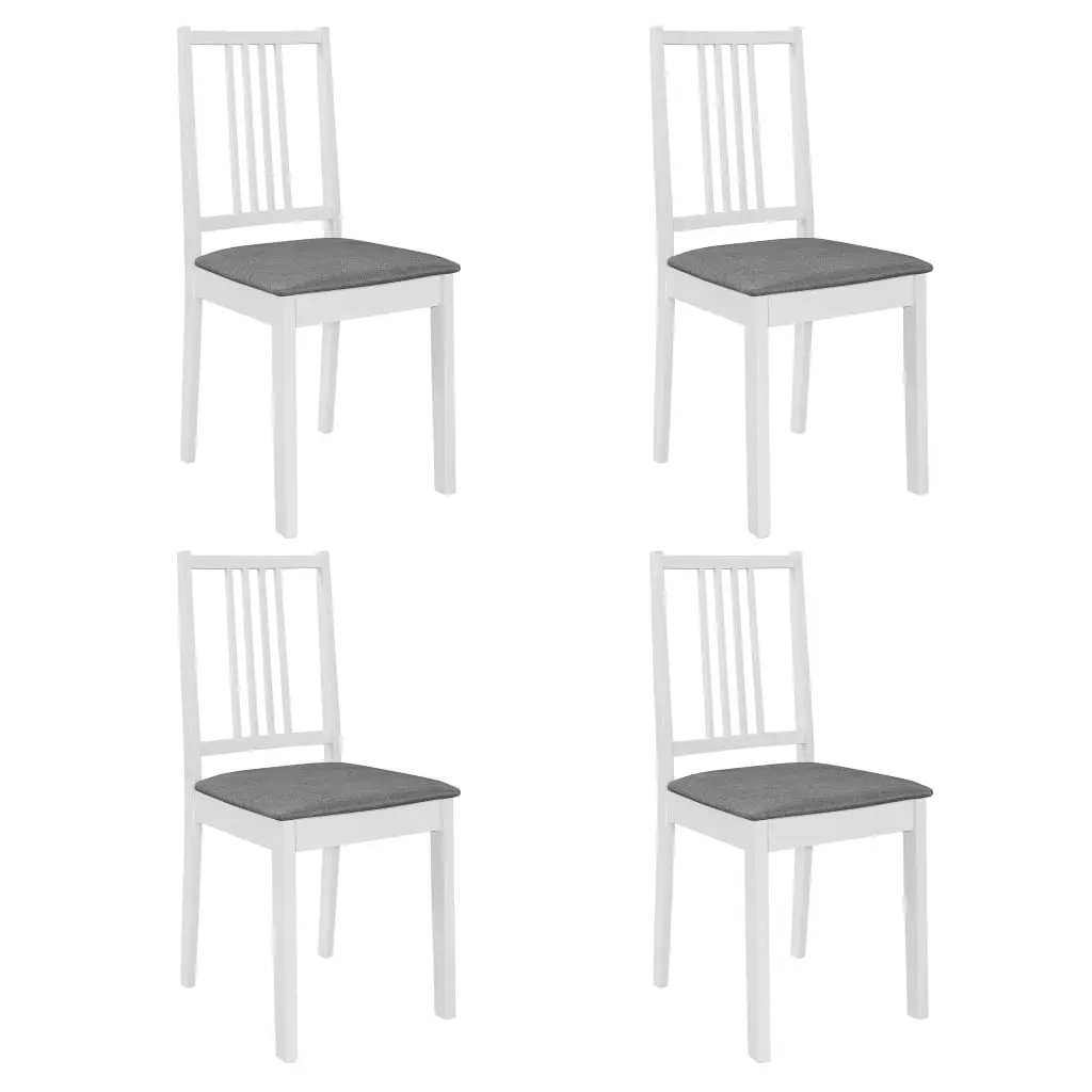 Dining Chairs with Cushions 4 pcs White Solid Wood 247637 - Furniture