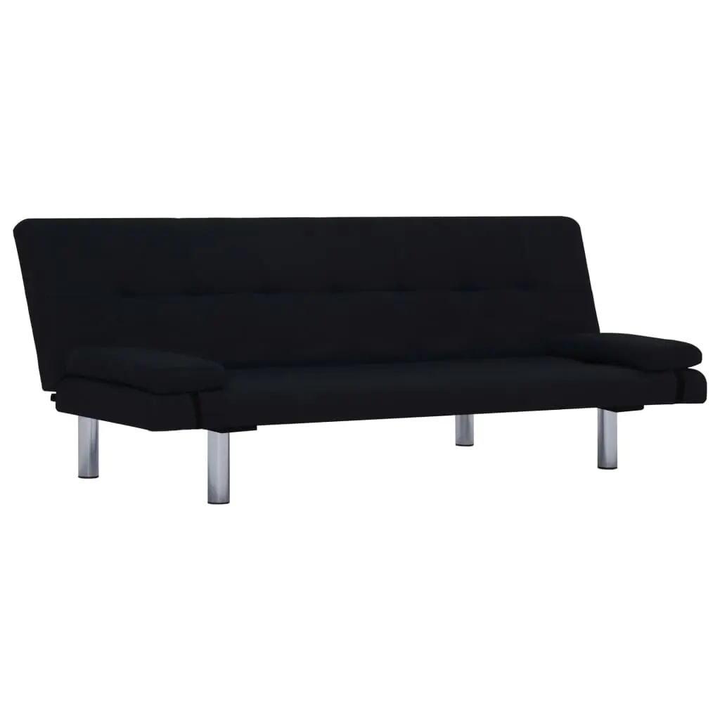 Sofa Bed with Two Pillows Black Polyester 282189 - Furniture