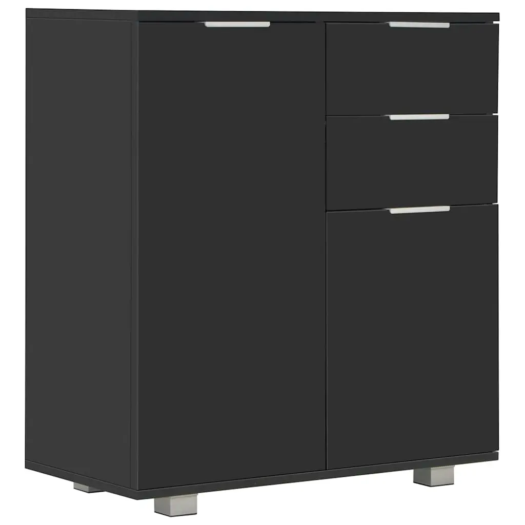 Sideboard High Gloss Black 71x35x80 cm Engineered Wood 283716 - Furniture