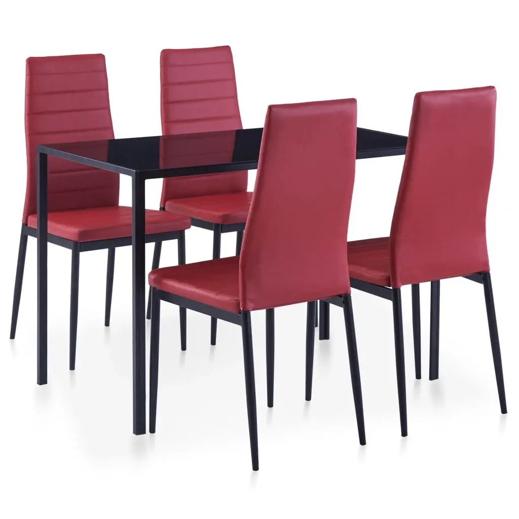 Five Piece Dining Set Wine Red 281699 - Furniture