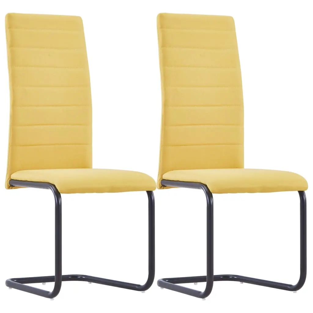 Cantilever Dining Chairs 2 pcs Yellow Fabric 281817 - Furniture