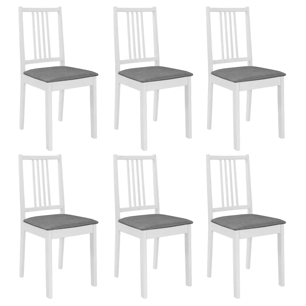 Dining Chairs with Cushions 6 pcs White Solid Wood 276406 - Furniture