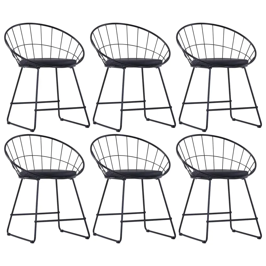 Dining Chairs with Faux Leather Seats 6 pcs Black Steel 276236 - Furniture