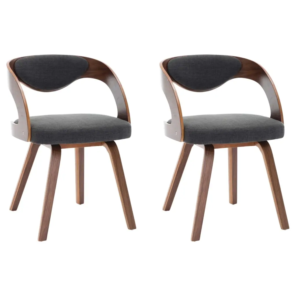 Dining Chairs 2 pcs Dark Grey Bent Wood and Fabric 283103 - Furniture