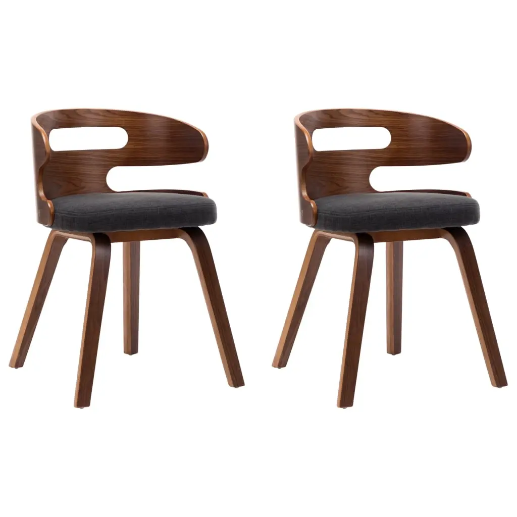 Dining Chairs 2 pcs Dark Grey Bent Wood and Fabric 283107 - Furniture