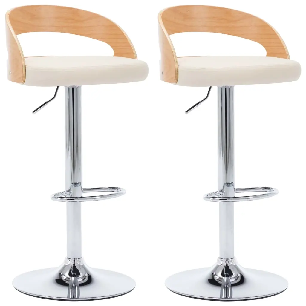 Bar Stools 2 pcs Cream Faux Leather and Bentwood 283147 - Furniture