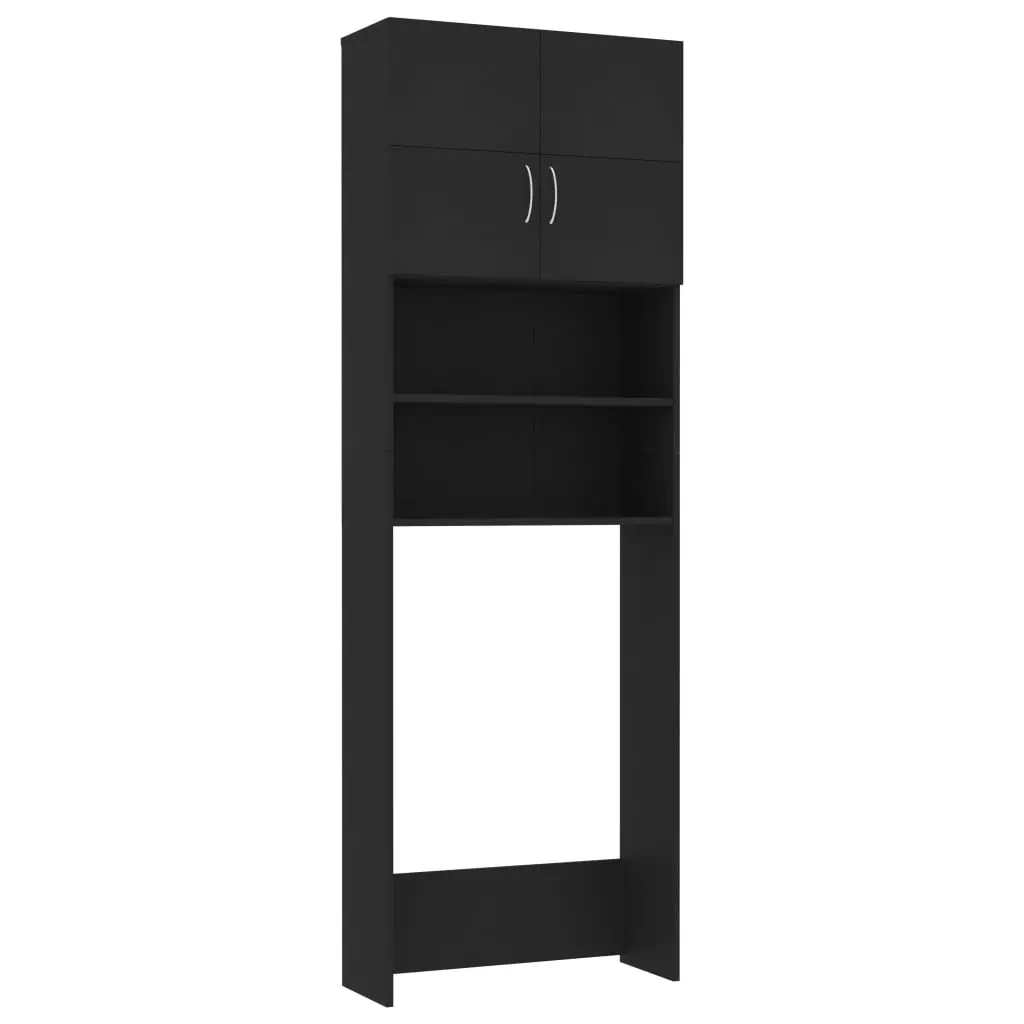 Washing Machine Cabinet Black 64x25.5x190 cm Engineered Wood 800028 - Home & Garden