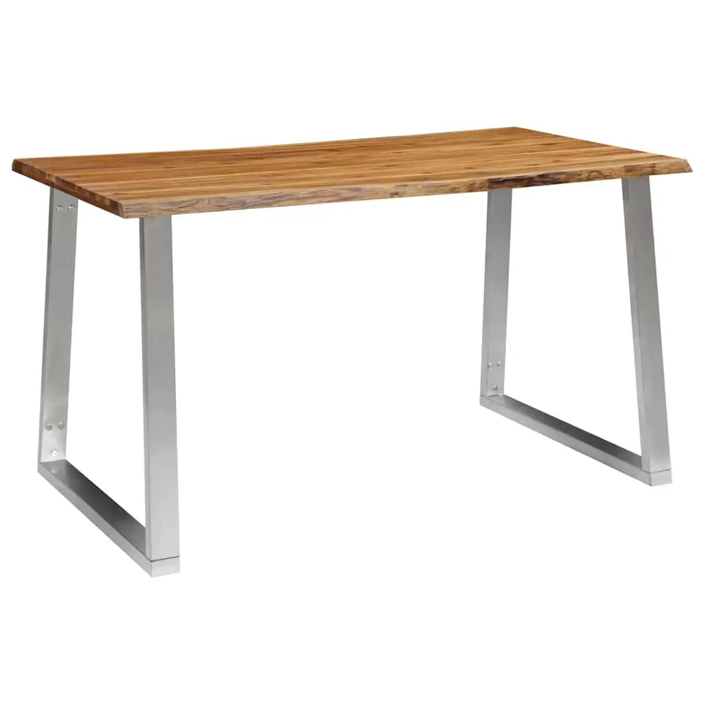 Dining Table 140x80x75 cm Solid Acacia Wood and Stainless Steel 283892 - Furniture
