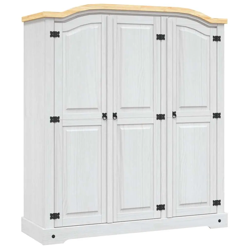 Wardrobe Mexican Pine Corona Range 3 Doors White 282622 - Furniture