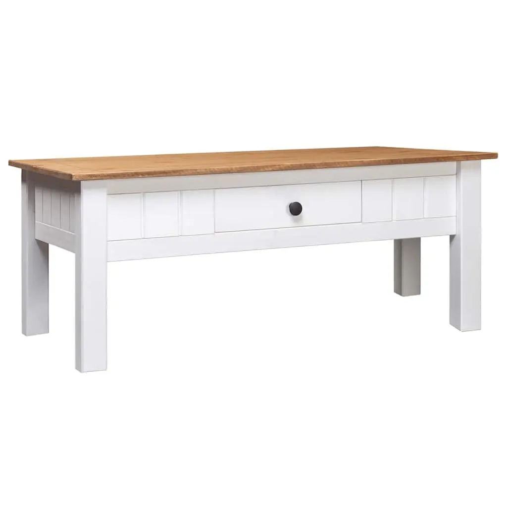 Coffee Table White 100x60x43.5 cm Solid Pine Wood Panama Range 282684 - Furniture