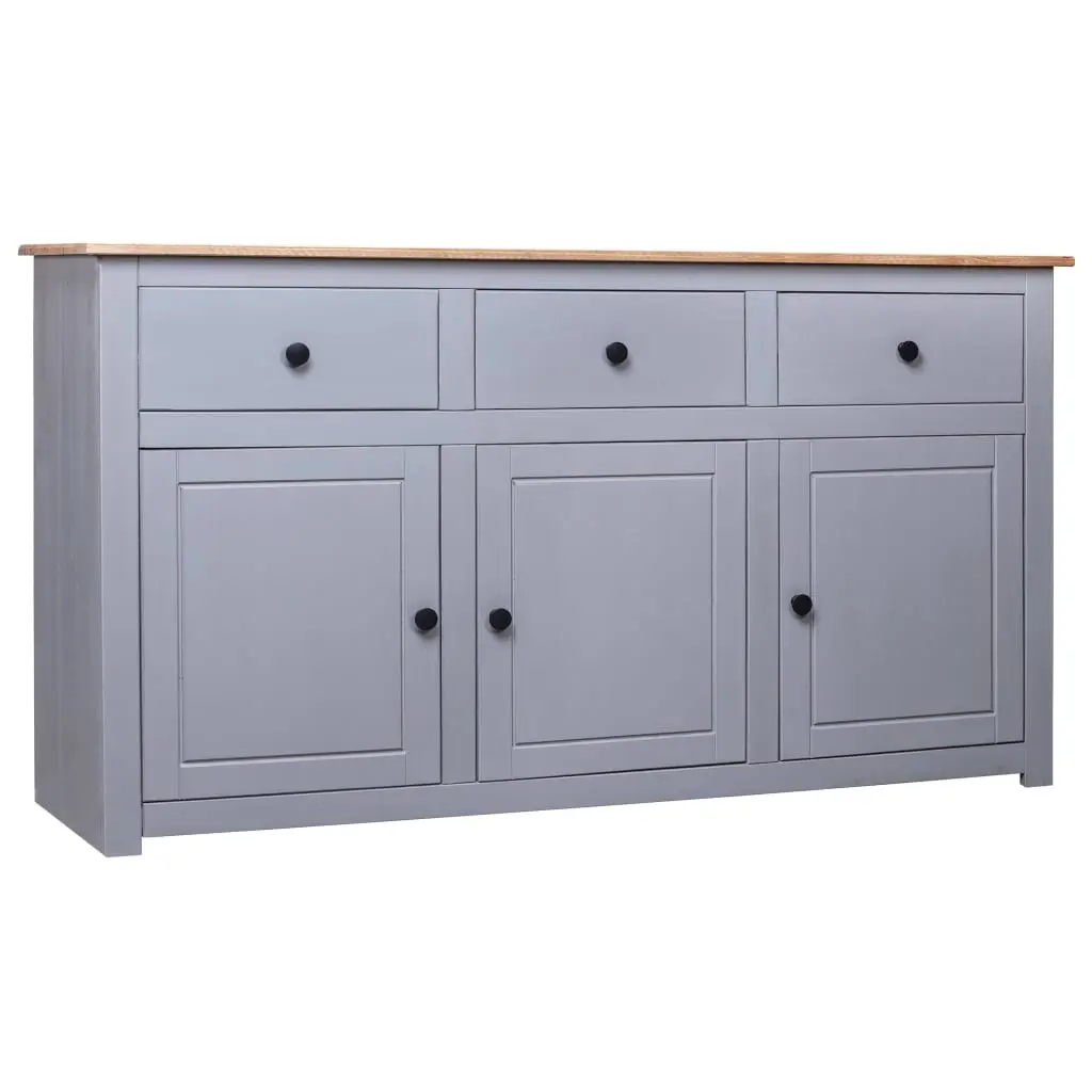 Sideboard Grey 135x40x80 cm Solid Pinewood Panama Range 282704 - Over 40% off Living Room Furniture